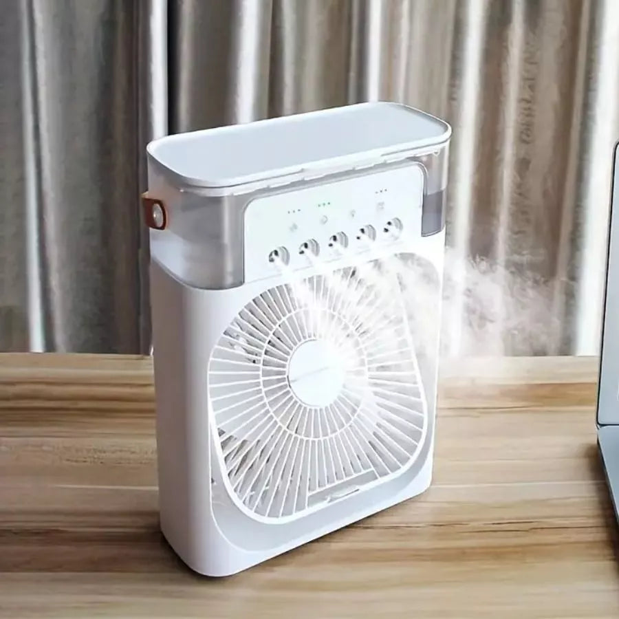 Mini Climatizador Portátil USB com Reservatório de Água e LED – Ventilador Umidificador 3 Velocidades Lar da Ana