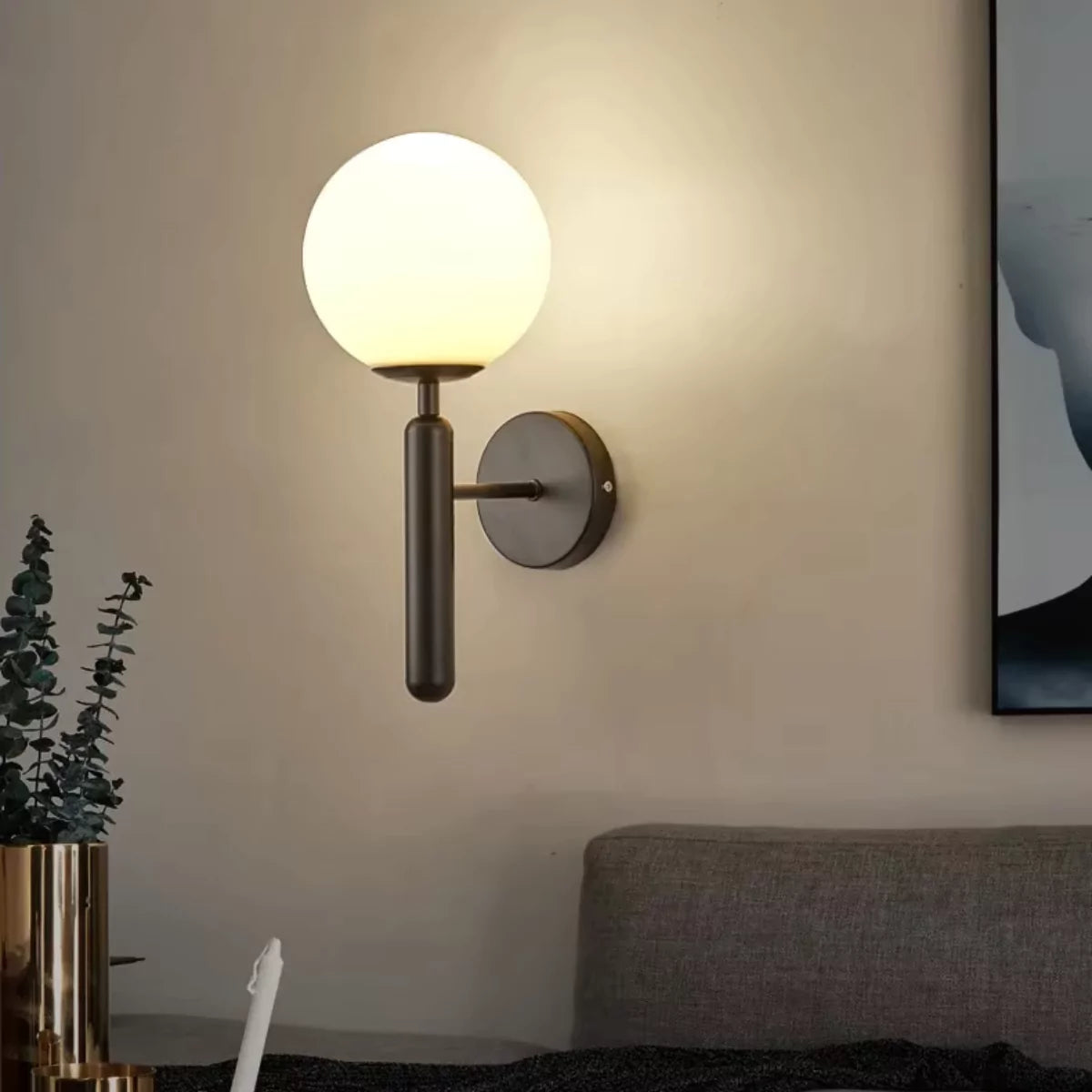 Arandela de Parede Interna Circular Moderna para Quarto preta lar da ana