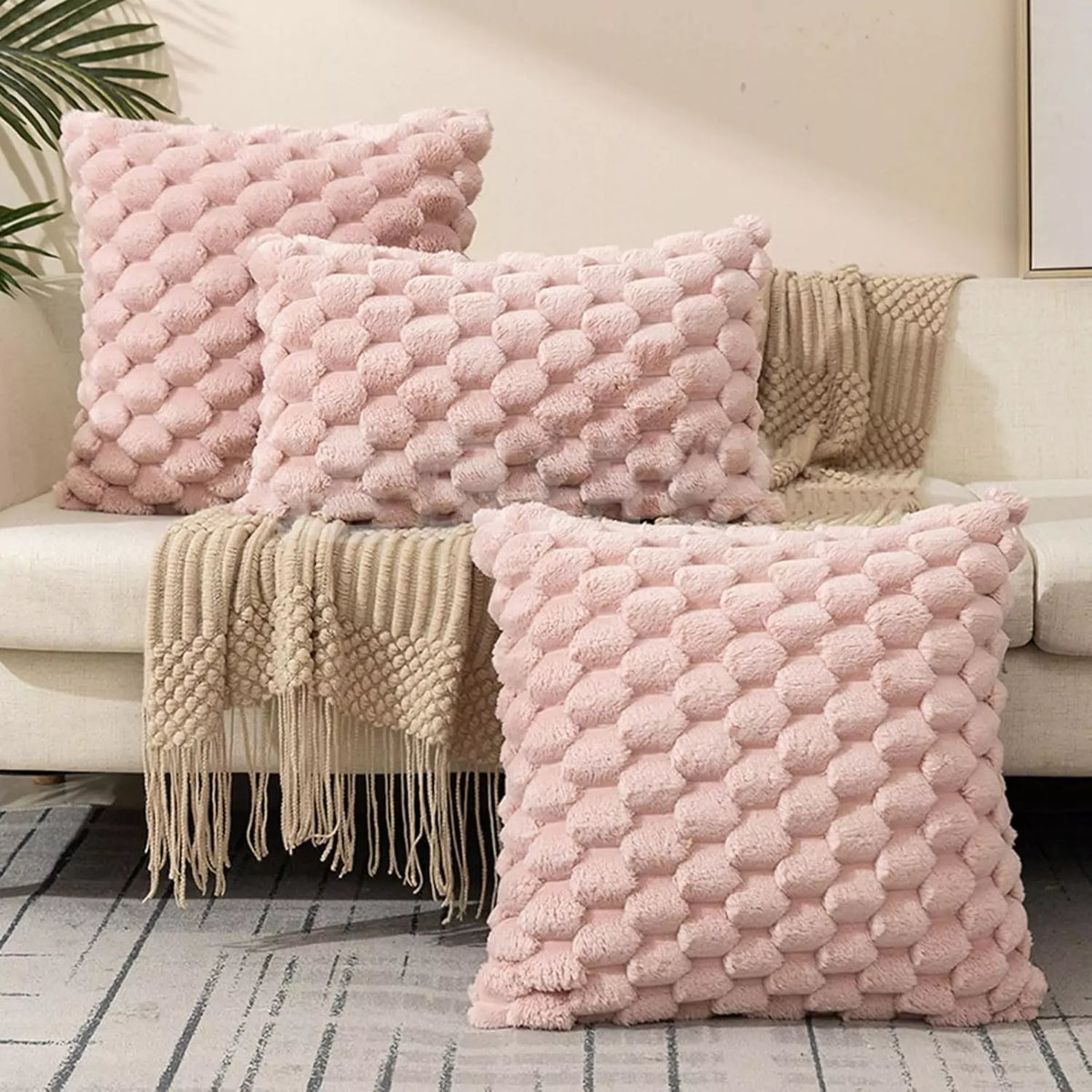 Kit Capa de Almofada Decorativa Série Gomo rosa lar da ana