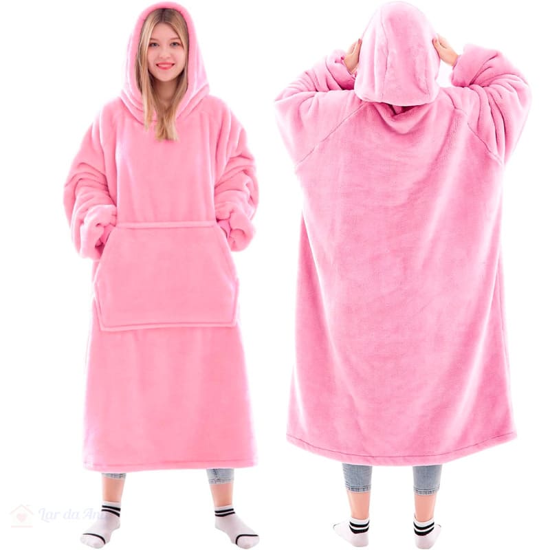 Blusa Moletom Cobertor de Manta Microfibra rosa lar da ana
