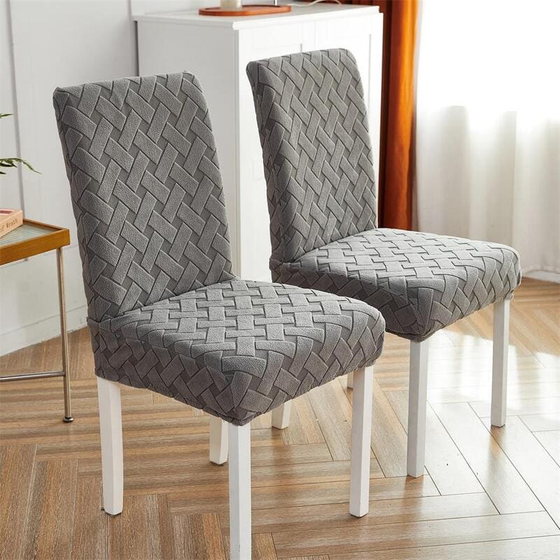 Capa Decorativa de Cadeira de Jantar em Tecido Jacquard Cruzado cinza escuro lar da ana