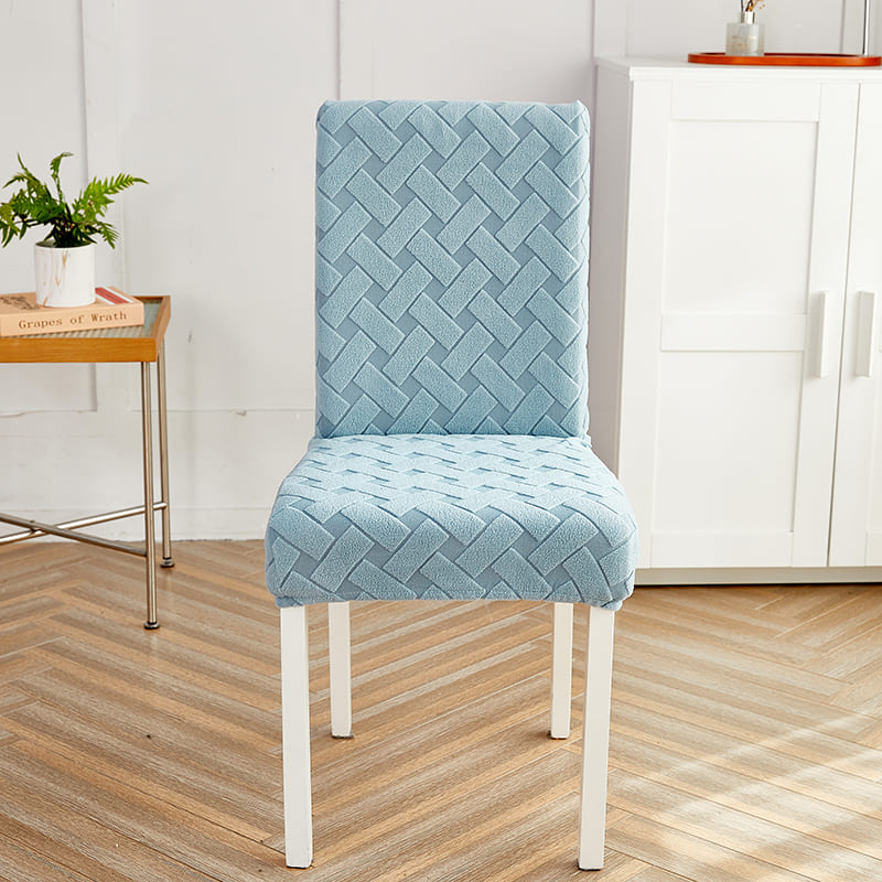Capa Decorativa de Cadeira de Jantar em Tecido Jacquard Cruzado azul claro lar da ana