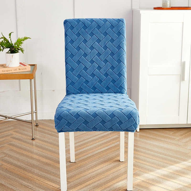 Capa Decorativa de Cadeira de Jantar em Tecido Jacquard Cruzado azul lar da ana
