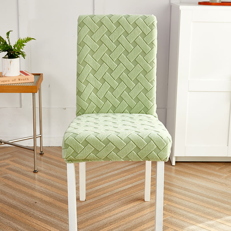Capa Decorativa de Cadeira de Jantar em Tecido Jacquard Cruzado verde claro lar da ana