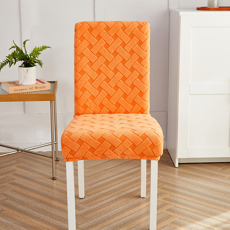 Capa Decorativa de Cadeira de Jantar em Tecido Jacquard Cruzado laranja lar da ana