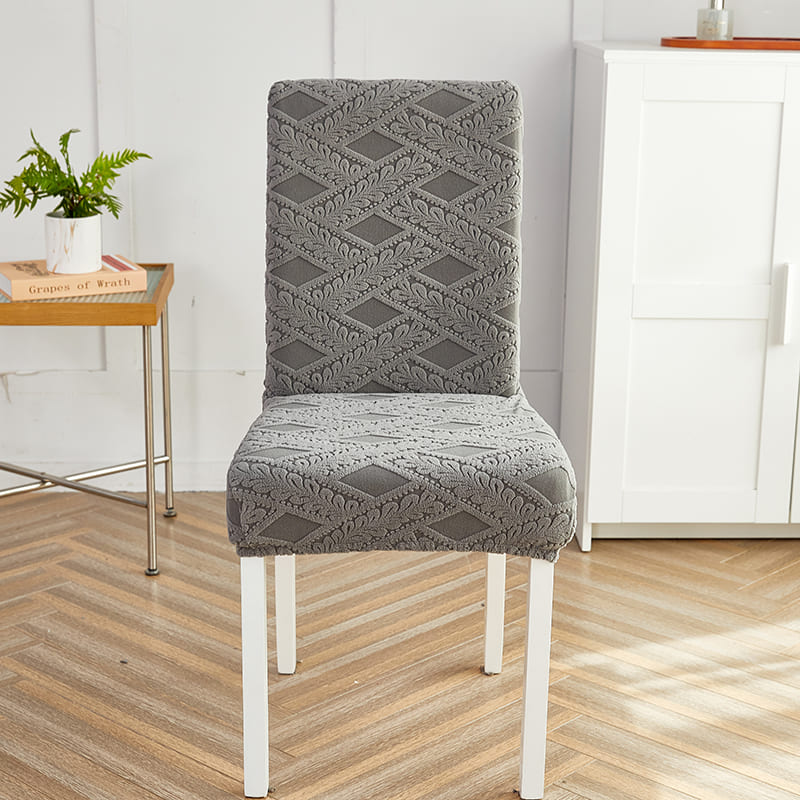 Capa Decorativa de Cadeira de Jantar em Tecido Jacquard Cruzado cinza escuro lar da ana