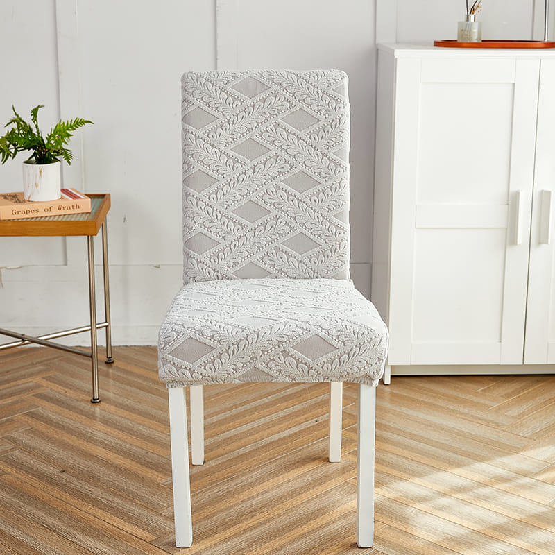 Capa Decorativa de Cadeira de Jantar em Tecido Jacquard Cruzado cinza claro lar da ana