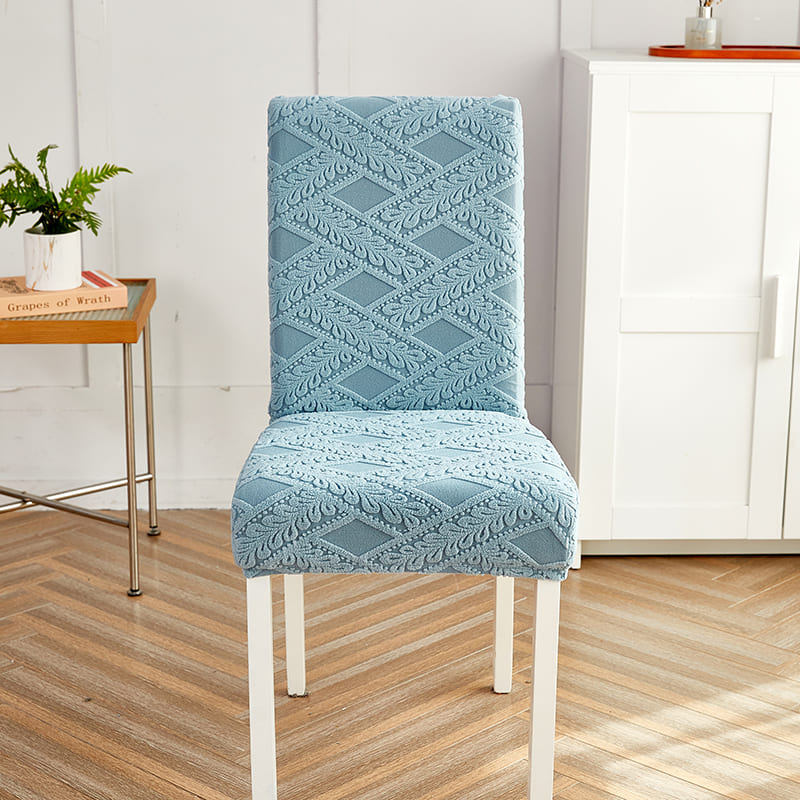 Capa Decorativa de Cadeira de Jantar em Tecido Jacquard Cruzado azul claro lar da ana