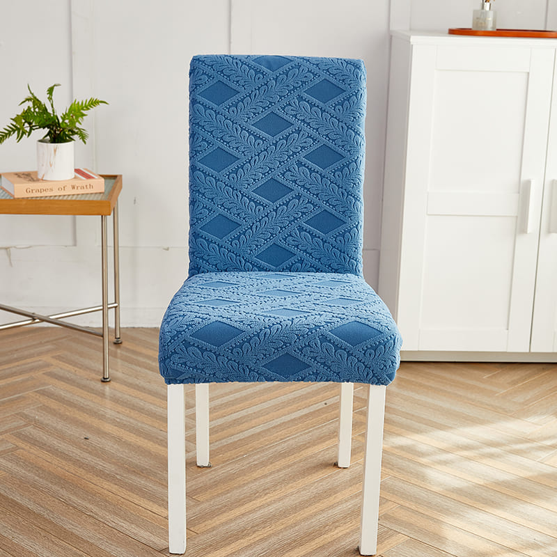 Capa Decorativa de Cadeira de Jantar em Tecido Jacquard Cruzado azul lar da ana