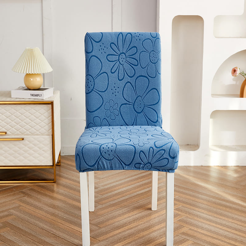 Capa Decorativa de Cadeira de Jantar em Tecido Jacquard Cruzado azul lar da ana