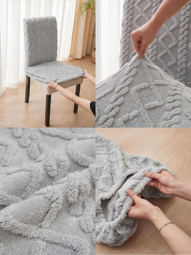 Capa de Cadeira estilo Crochê cinza lar da ana