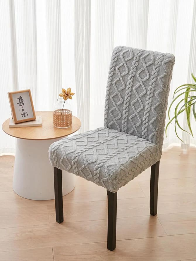 Capa de Cadeira estilo Crochê cinza lar da ana