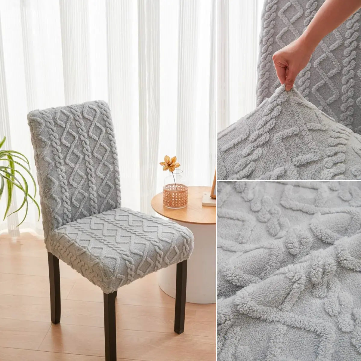 Capa de Cadeira estilo Crochê cinza lar da ana