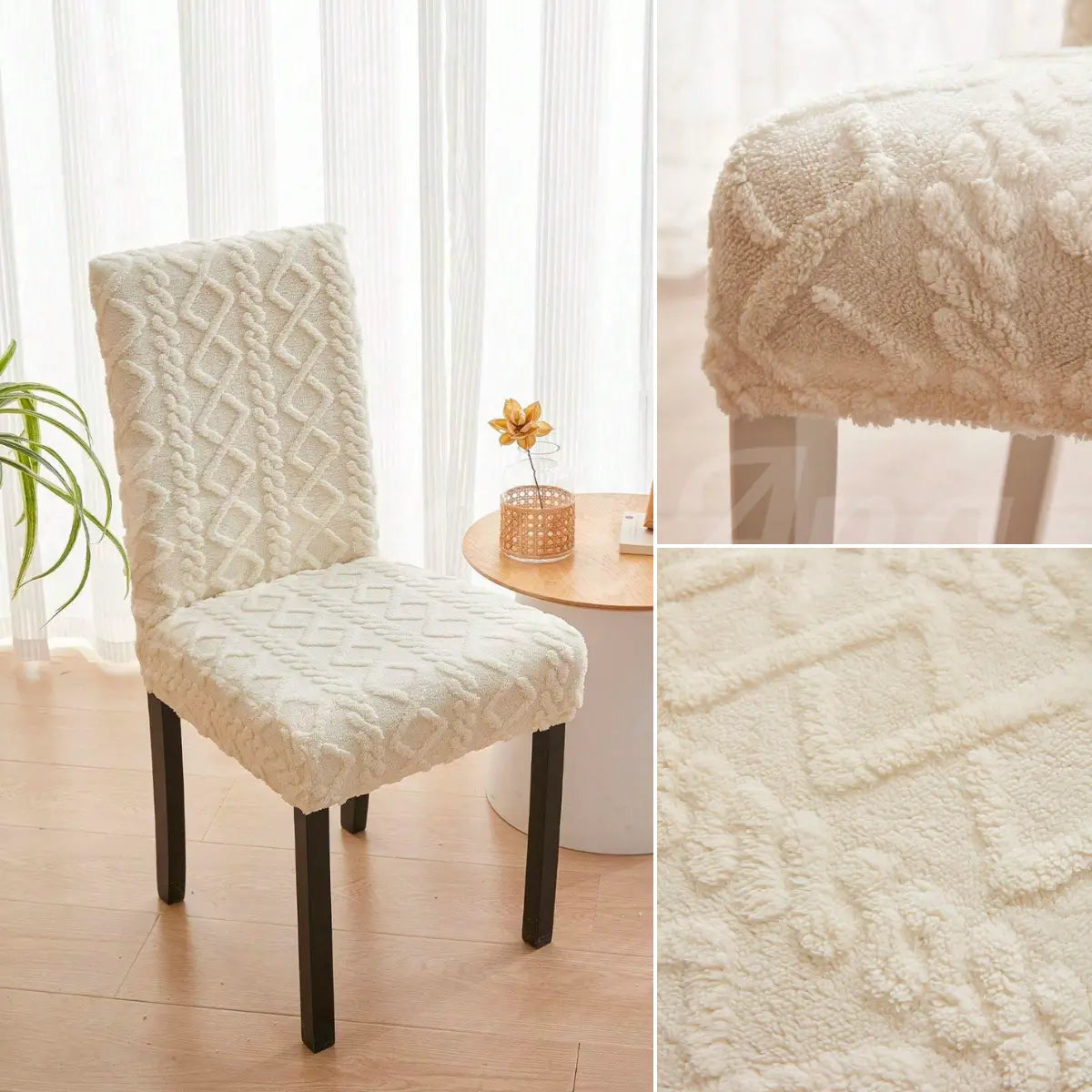 Capa de Cadeira estilo Crochê bege lar da ana