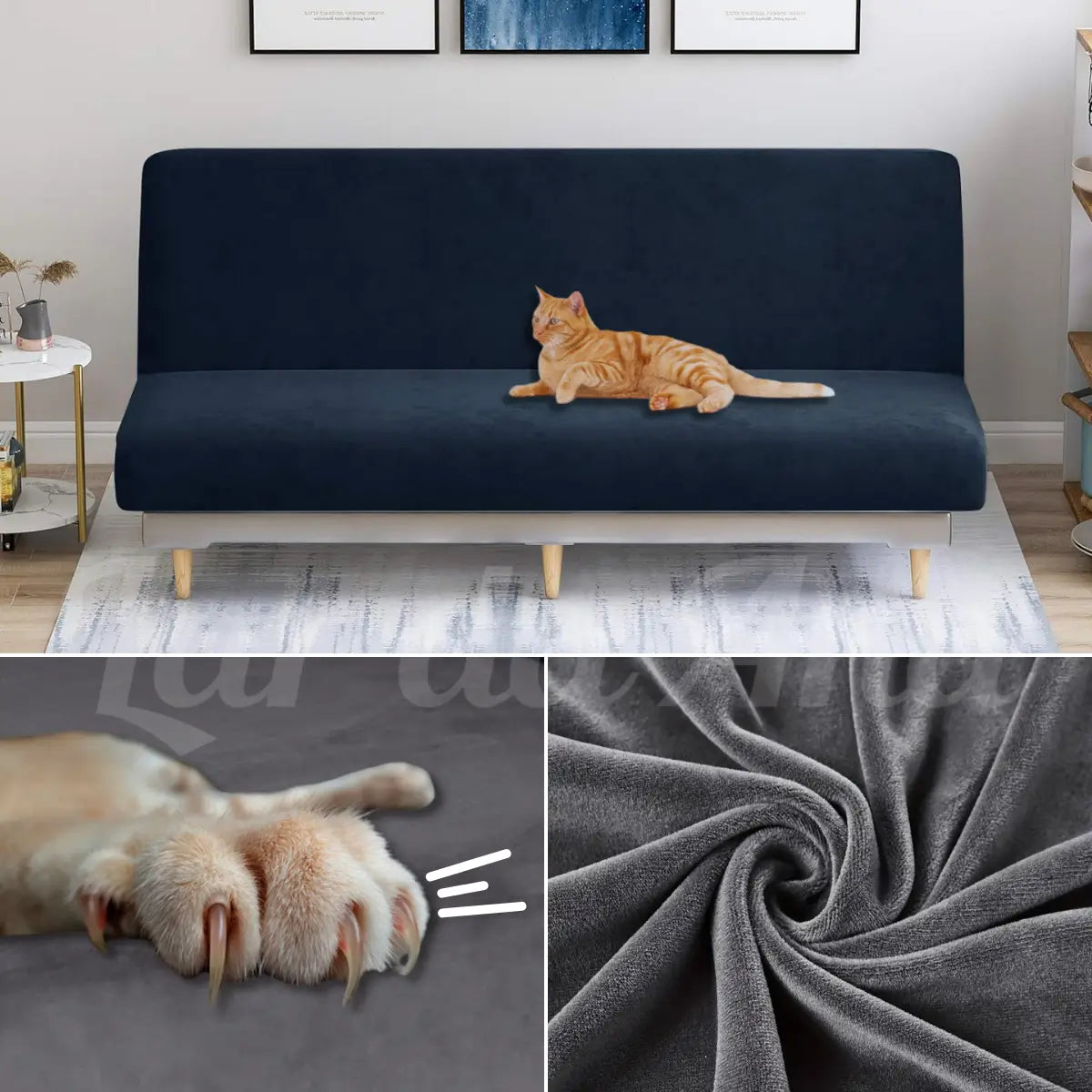 Capa de Sofá Cama Anti Arranhão Anti Gatos - Veludo