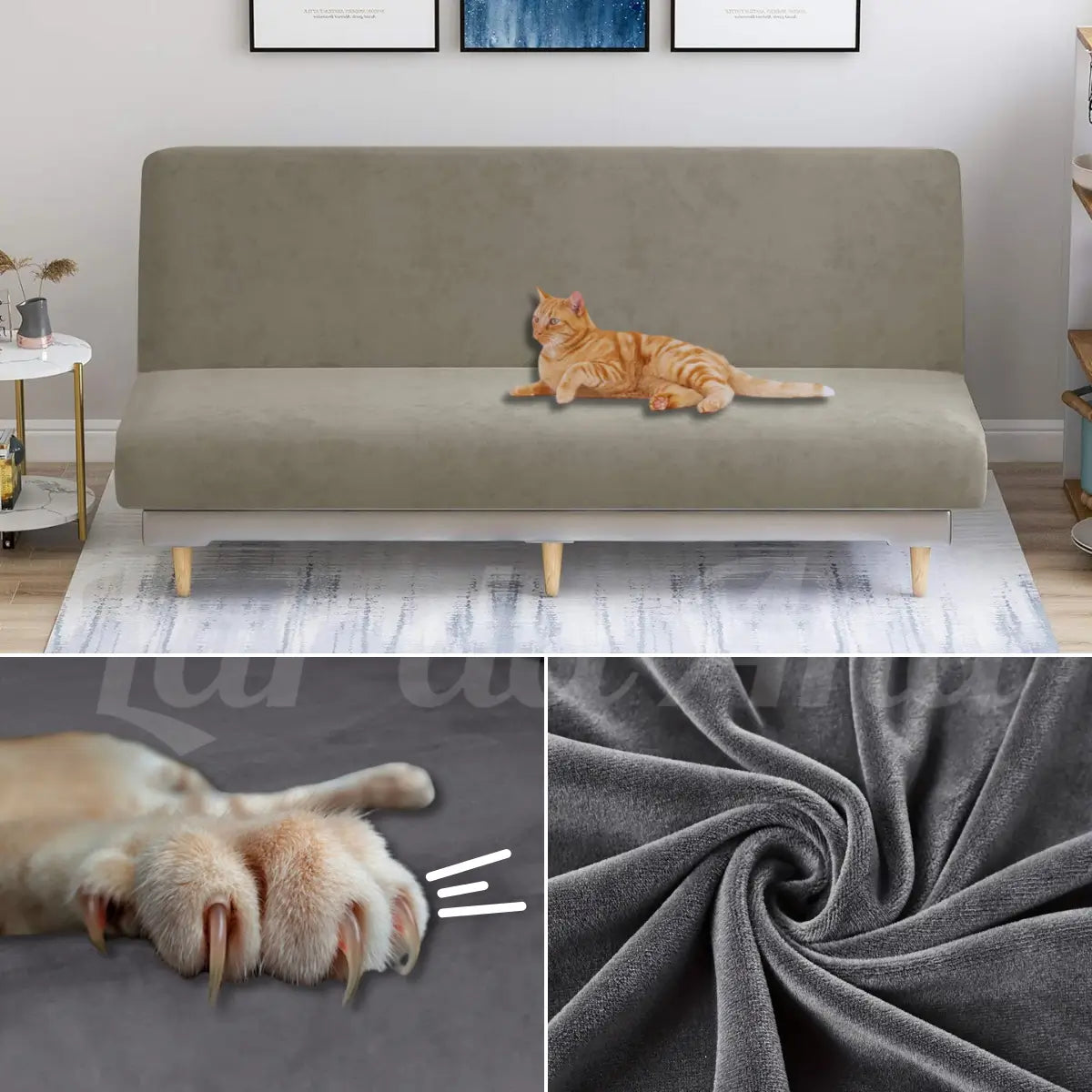 Capa de Sofá Cama Anti Arranhão Anti Gatos - Veludo
