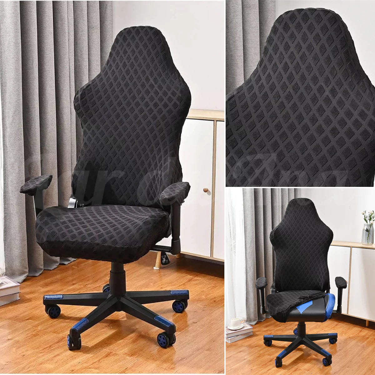 Capa para Cadeira Gamer Diamante preta lar da ana