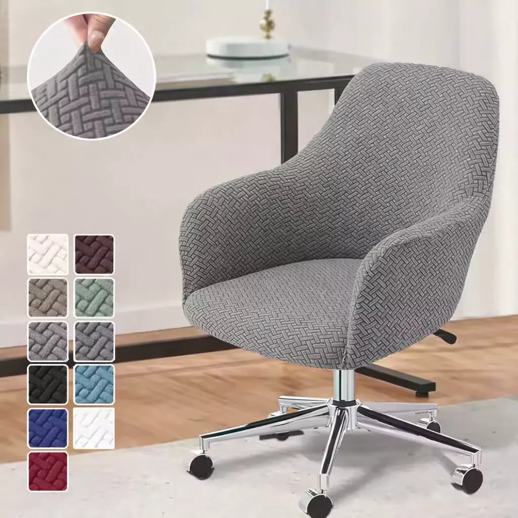 Capa para Cadeira Giratória Curva em Tecido Jacquard