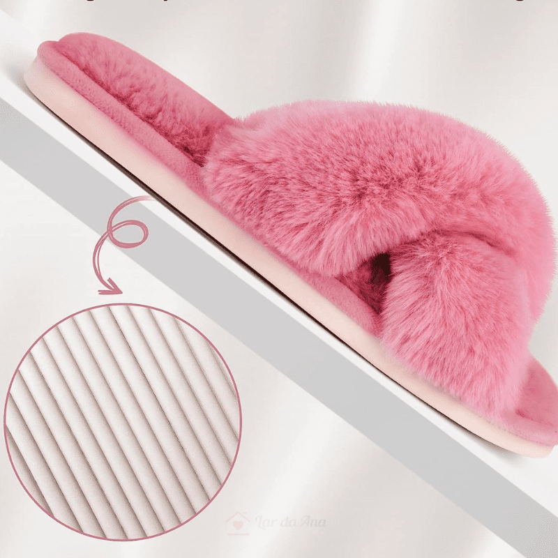 Chinelo Pantufa Feminina em Plush para Inverno lar da ana rosa