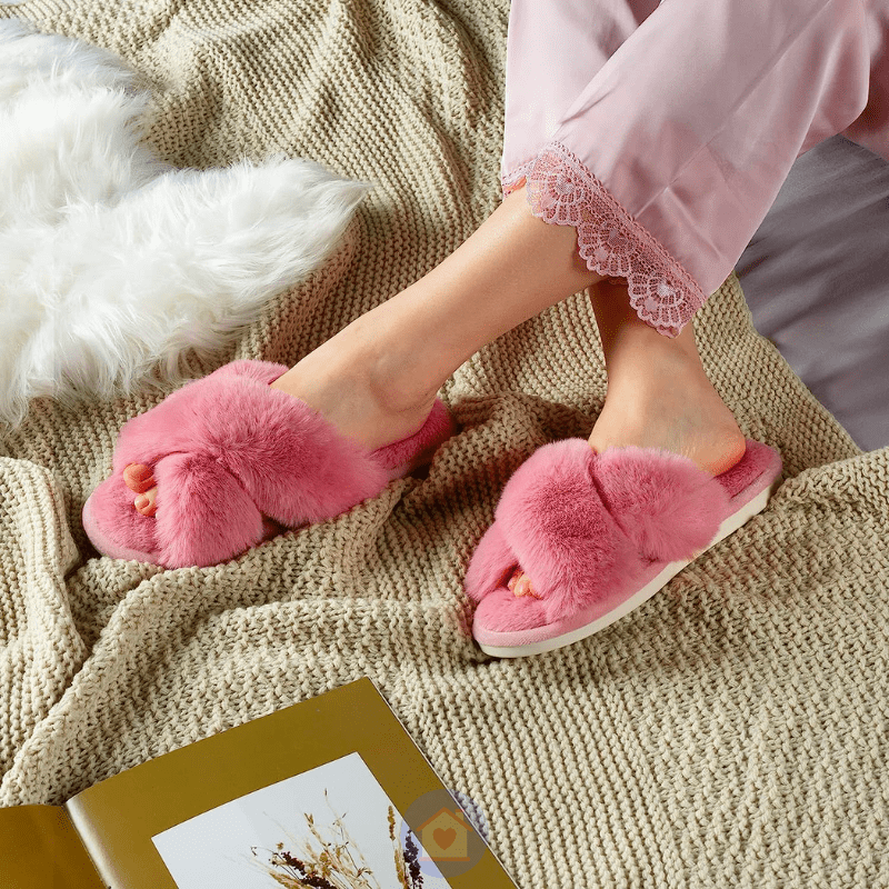 Chinelo Pantufa Feminina em Plush para Inverno lar da ana rosa