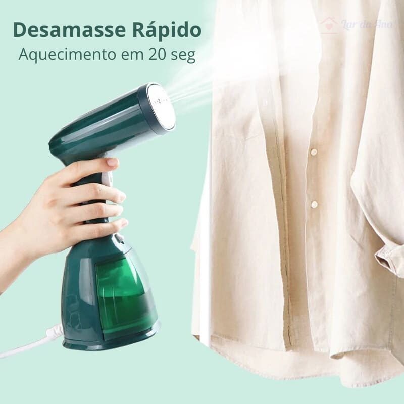 Ferro Vaporizador de Passar Roupas Portátil - Passador de roupa a vapor verde lar da ana