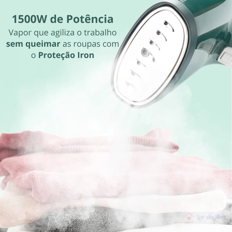 Ferro Vaporizador de Passar Roupas Portátil - Passador de roupa a vapor verde lar da ana