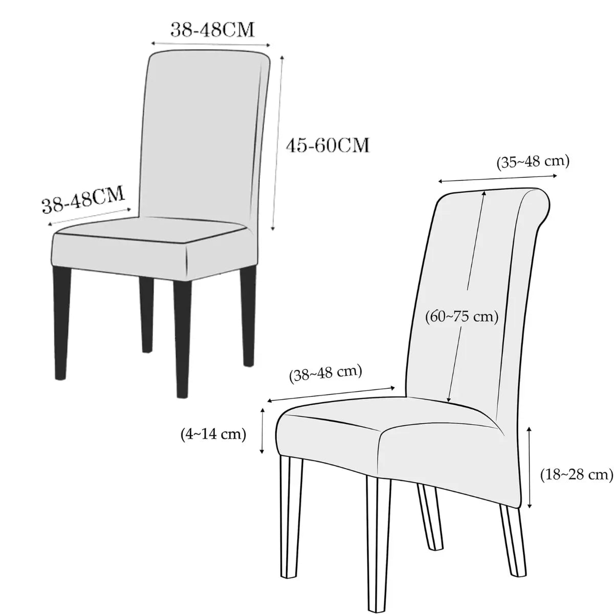 Dimensões capa para cadeira de jantar lar da ana