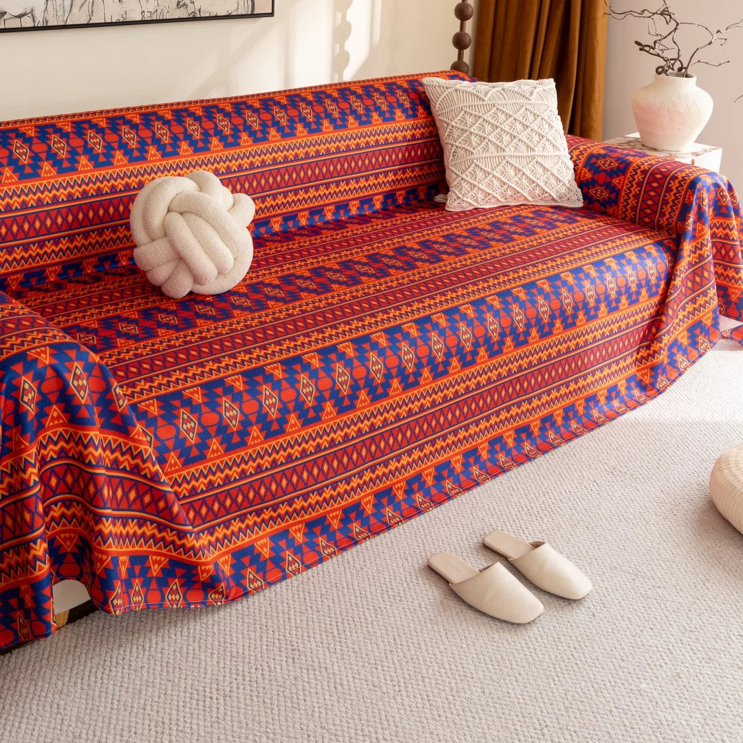 Manta de Sofá Estilo Boho Geométrico – Protetor Decorativo Lar da Ana