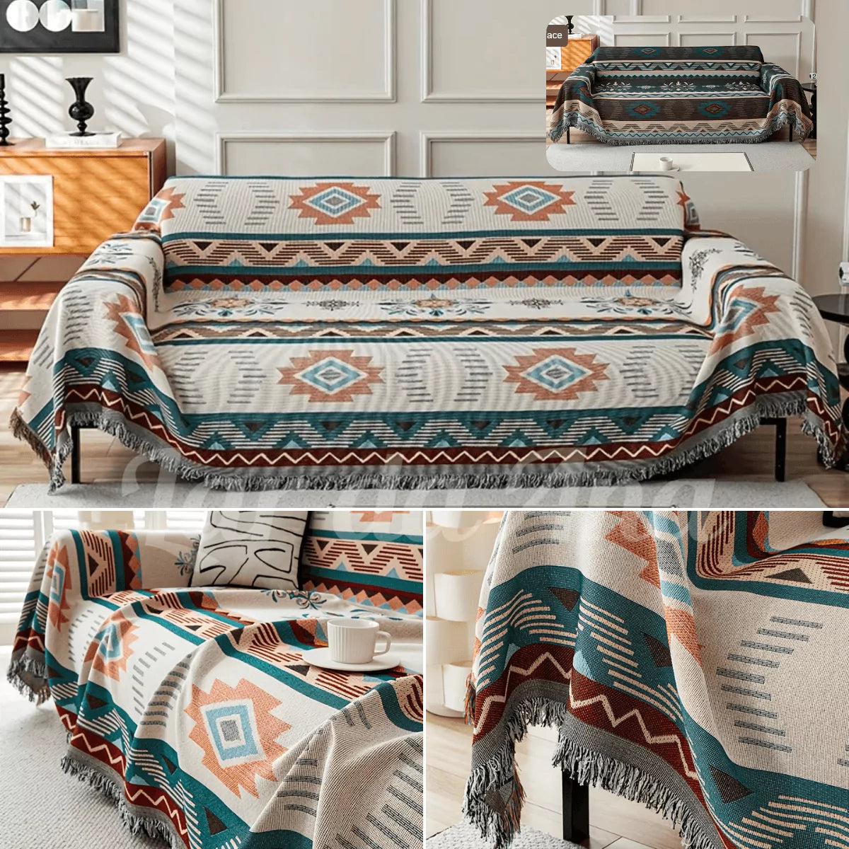 Manta para Sofá Decorativa Dupla Face em Chenille Anti Gato Deserto Nevada lar da ana