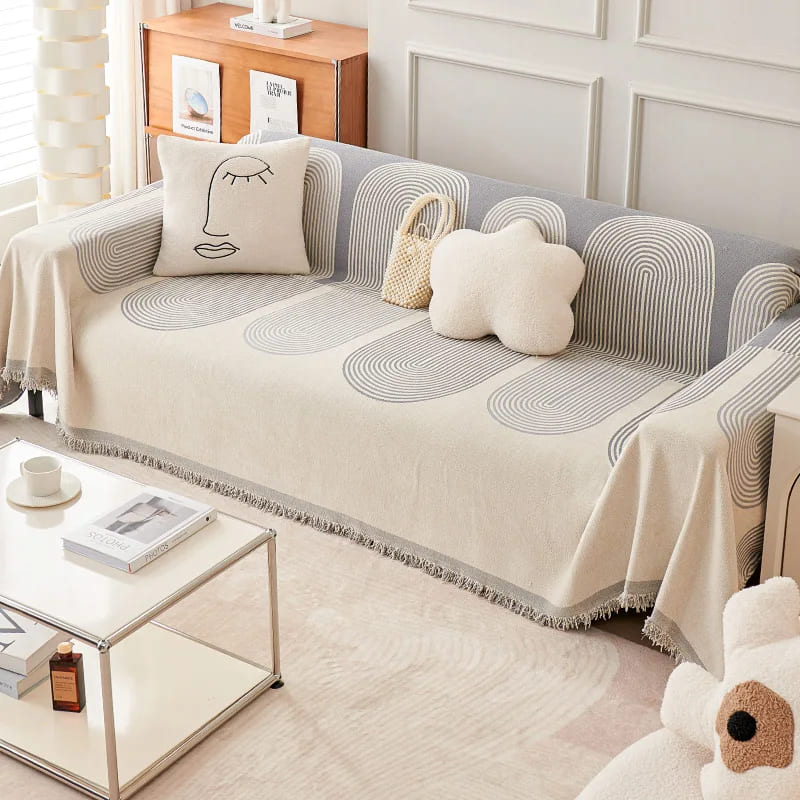 Manta para Sofá Decorativa Dupla Face em Chenille Anti Gato cinza 01 lar da ana