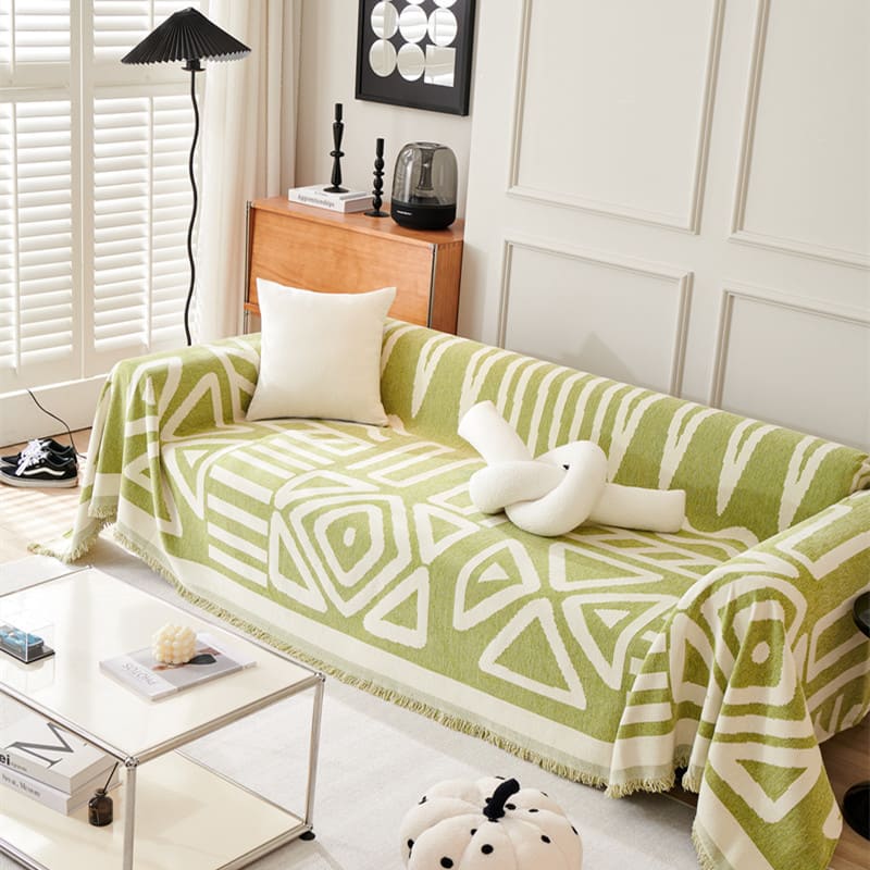 Manta para Sofá Decorativa Dupla Face em Chenille Anti Gato verde 02 lar da ana