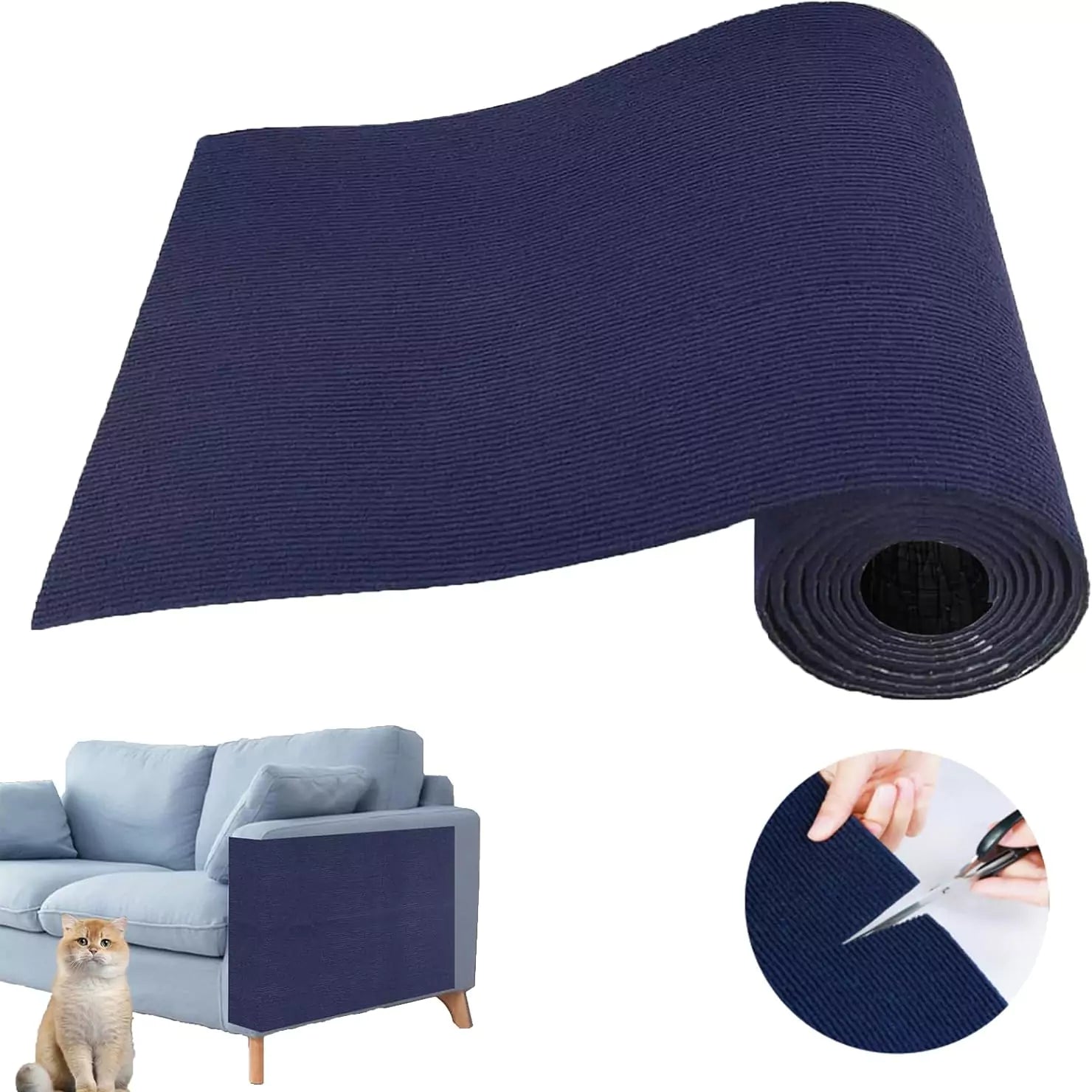 Protetor de Sofá Anti Gatos - Tecido Arranhador Adesivo para Móveis | Lar da Ana azul marinho