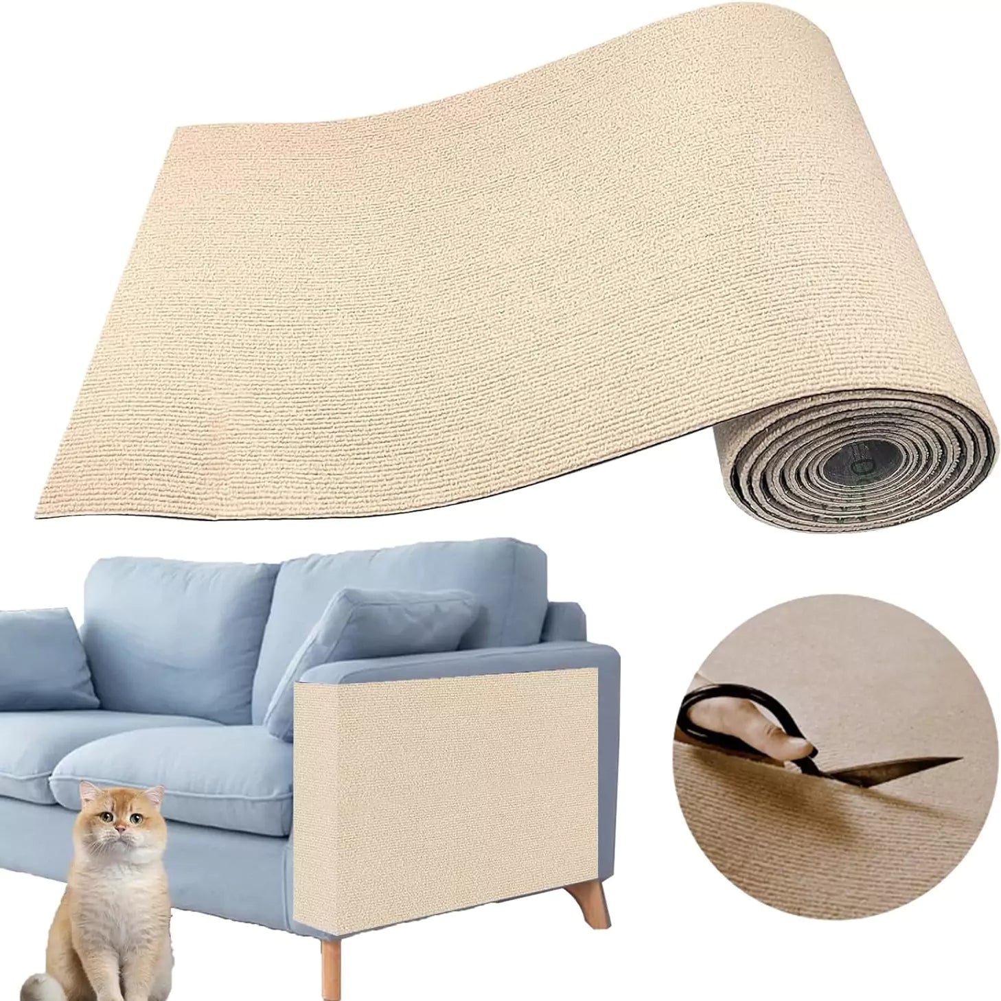 Protetor de Sofá Anti Gatos - Tecido Arranhador Adesivo para Móveis | Lar da Ana bege