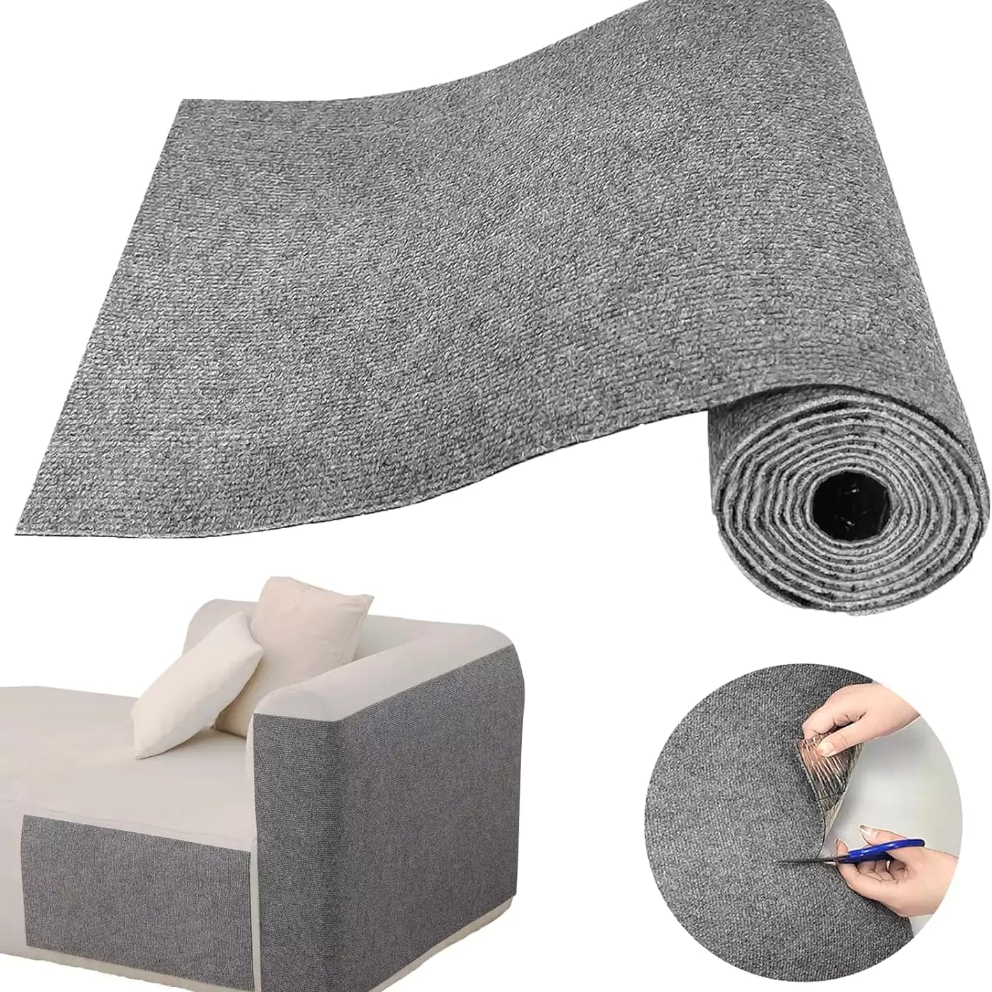 Protetor de Sofá Anti Gatos - Tecido Arranhador Adesivo para Móveis | Lar da Ana cinza claro