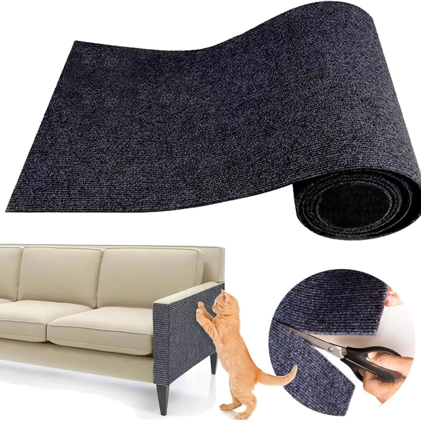 Protetor de Sofá Anti Gatos - Tecido Arranhador Adesivo para Móveis | Lar da Ana cinza escuro
