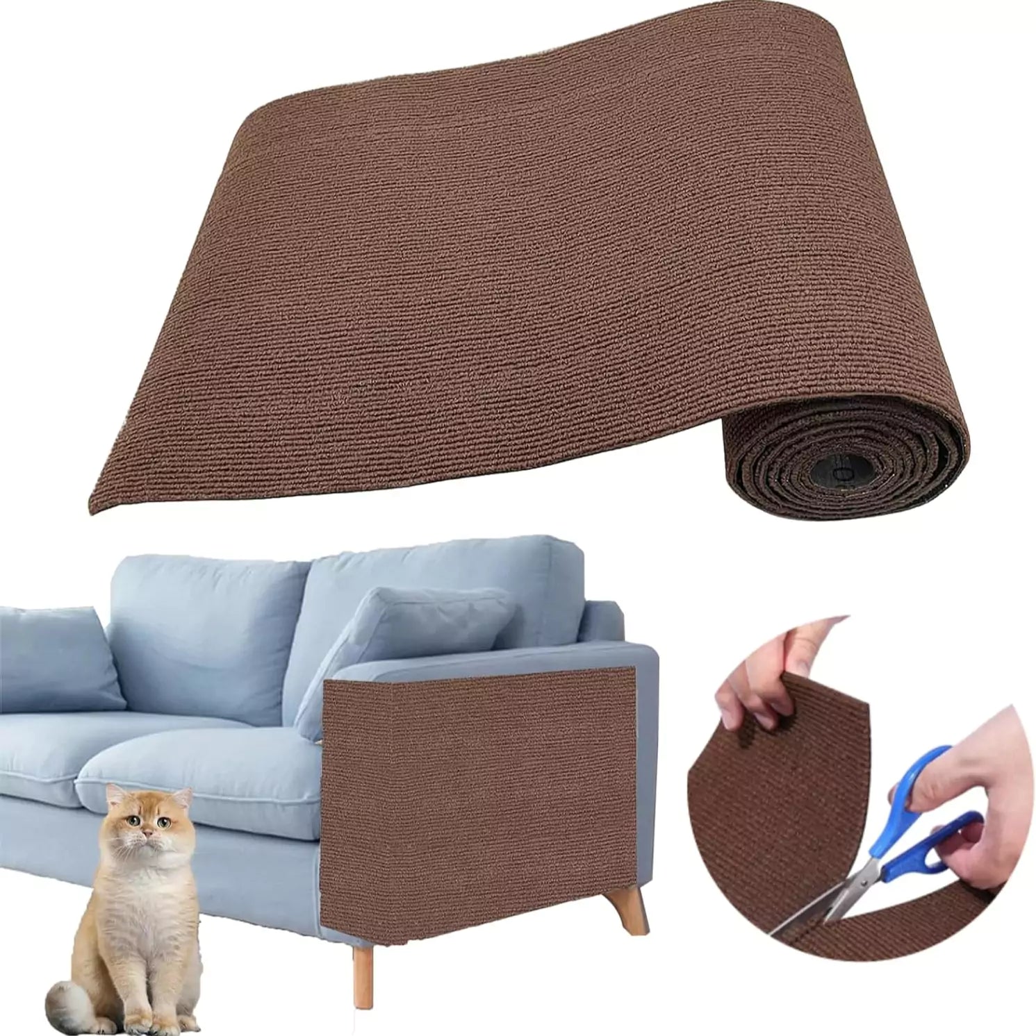 Protetor de Sofá Anti Gatos - Tecido Arranhador Adesivo para Móveis | Lar da Ana marrom