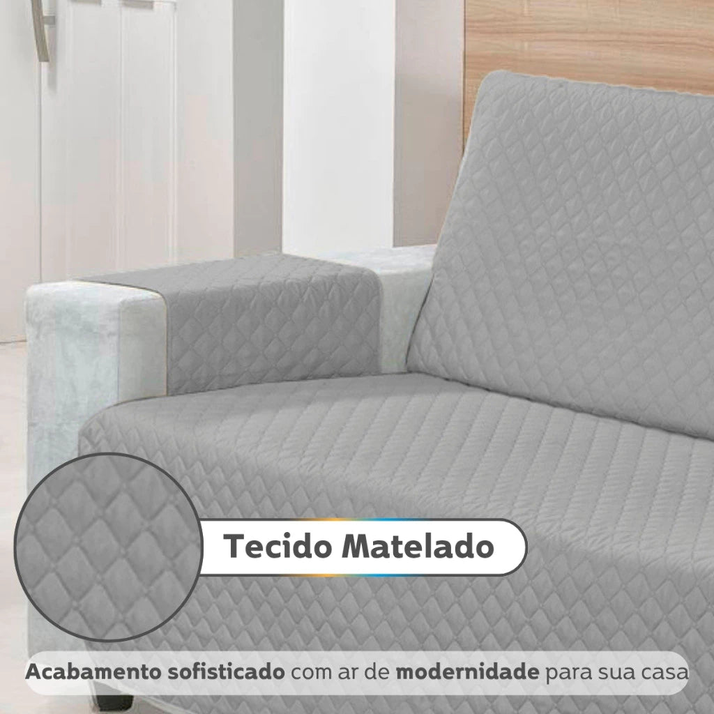 Protetor de Sofá Impermeável Dupla Face Matelado com Porta-Objetos Lar da Ana