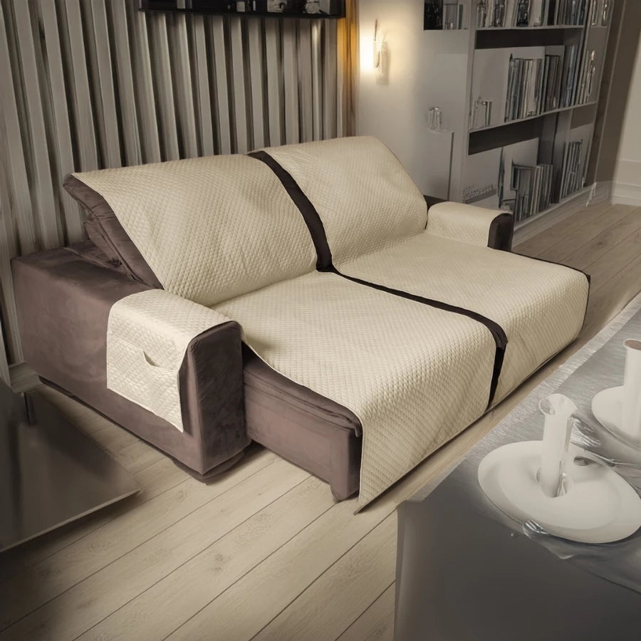 Protetor de Sofá Retrátil Impermeável Matelado com Porta-Objetos - 2 Lugares/Módulos Lar da Ana