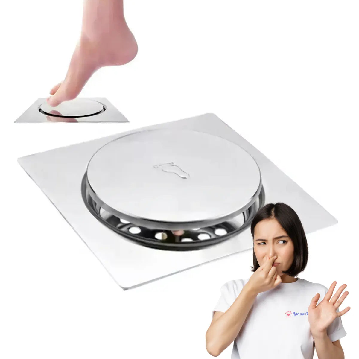 Ralo Click Inteligente para Banheiro Voltando Mau Cheiro inox lar da ana