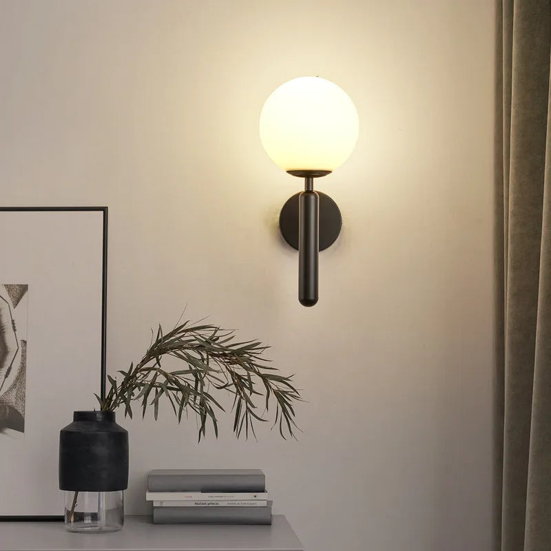 Arandela de Parede Interna Circular Moderna para Quarto preta lar da ana