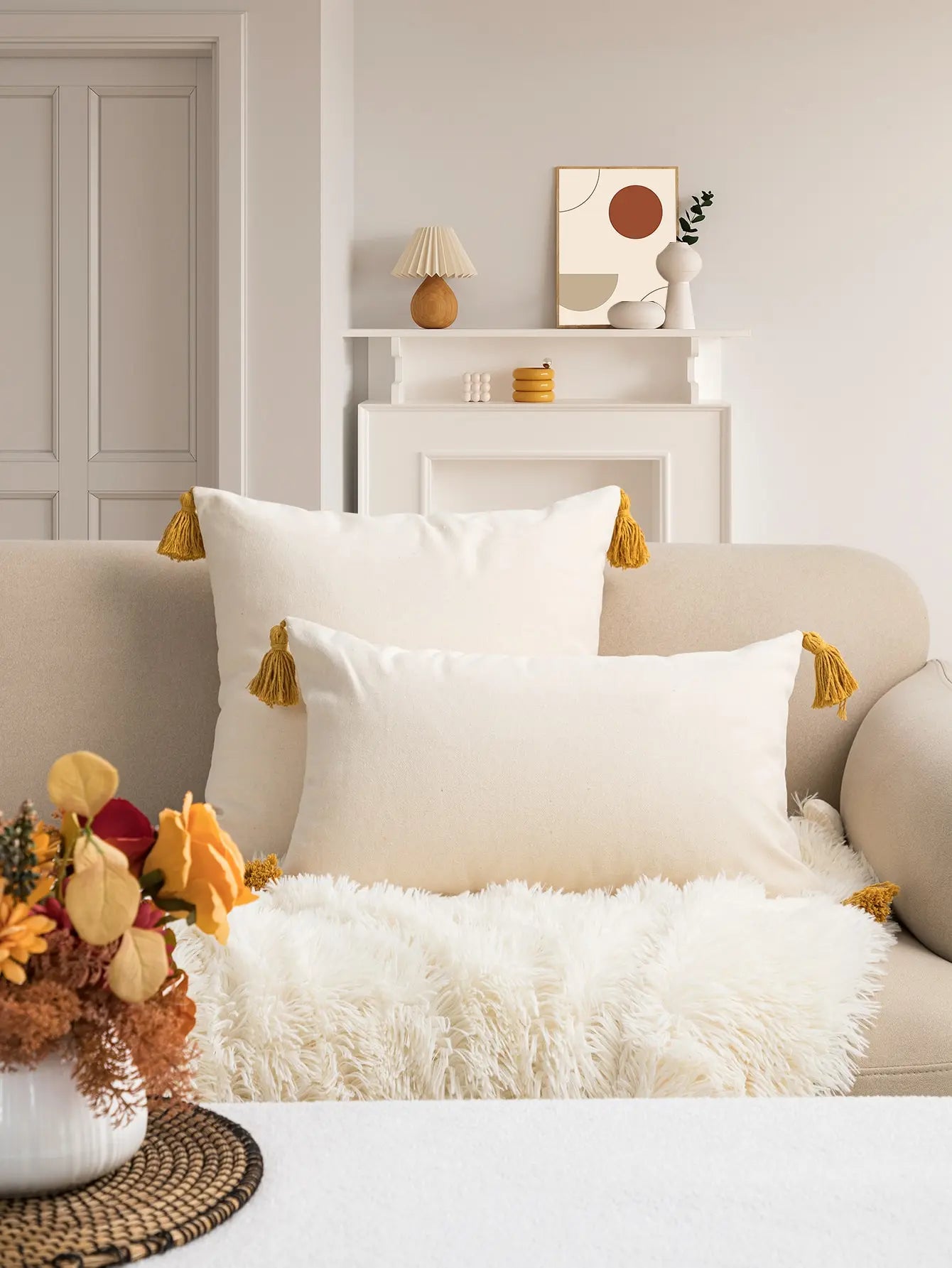 Capa de almofada série Sol Amarelo em Algodão boêmio Bordado lar da ana