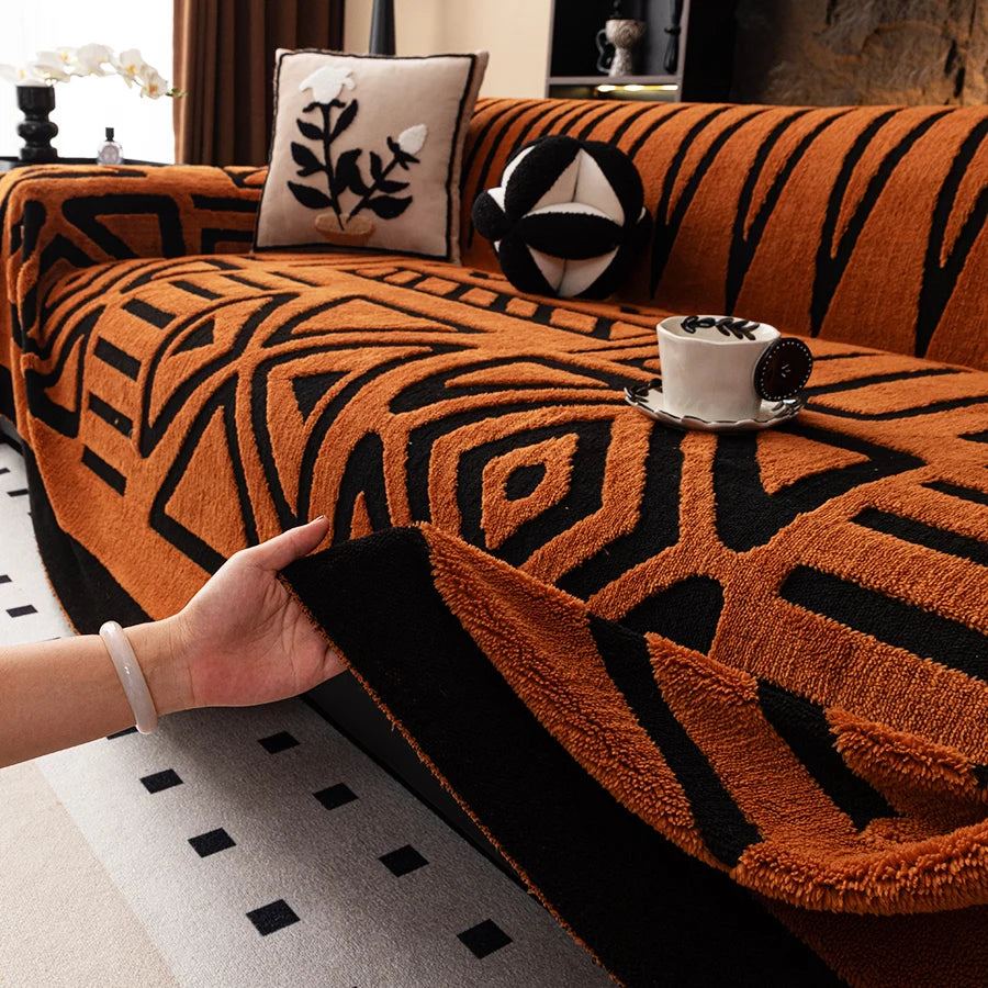 Protetor de Sofá Vintage em Veludo Grosso – Manta Decorativa Confortável, Ideal para Pets e Decoração de Sala lar da ana
