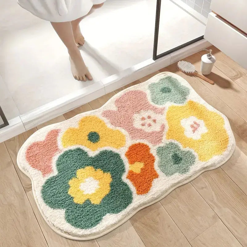 Tapete de banheiro Estampa Florida Antiderrapante Absorvente Extra Macio lar da ana