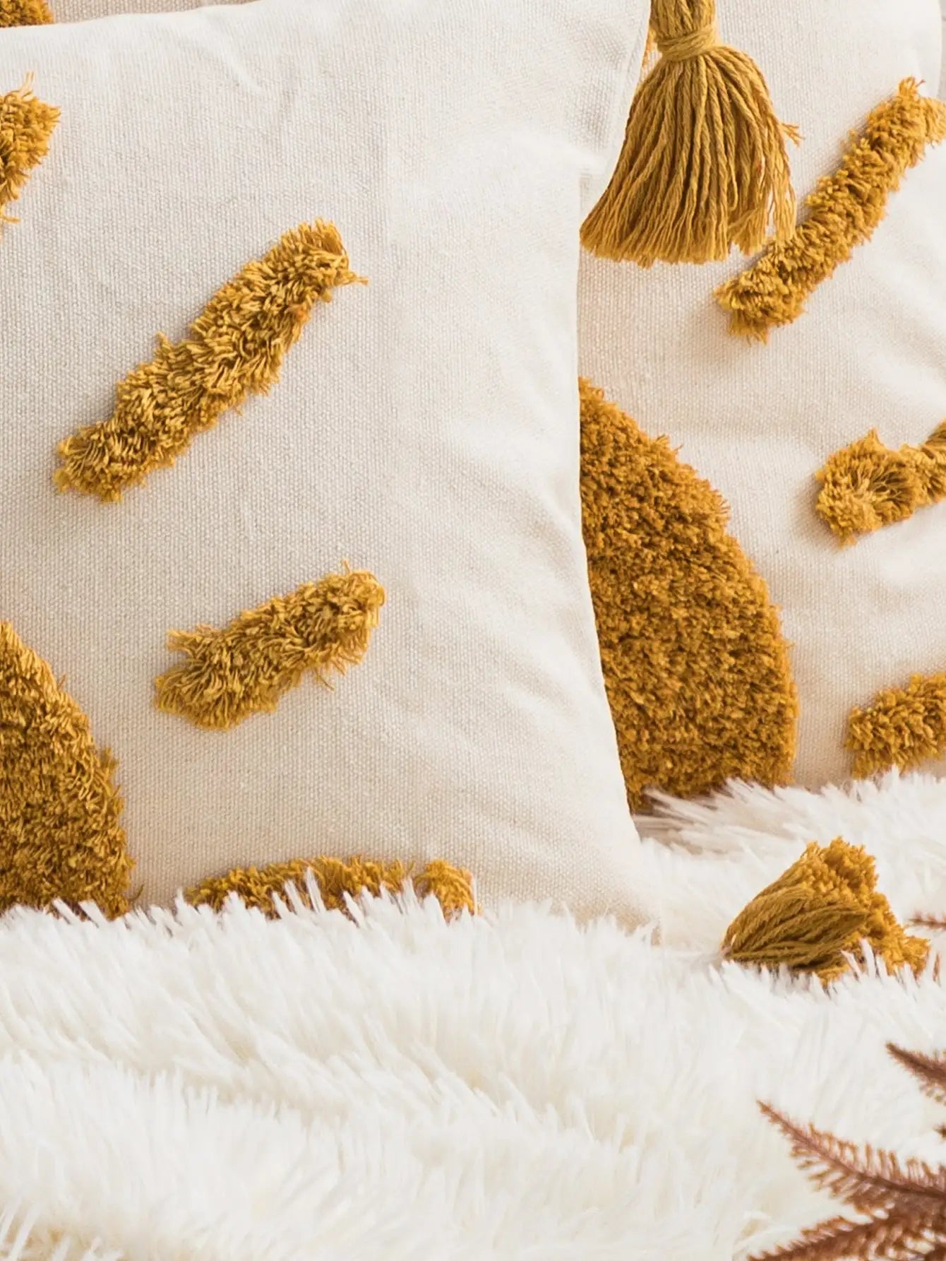 Capa de almofada série Sol Amarelo em Algodão boêmio Bordado lar da ana