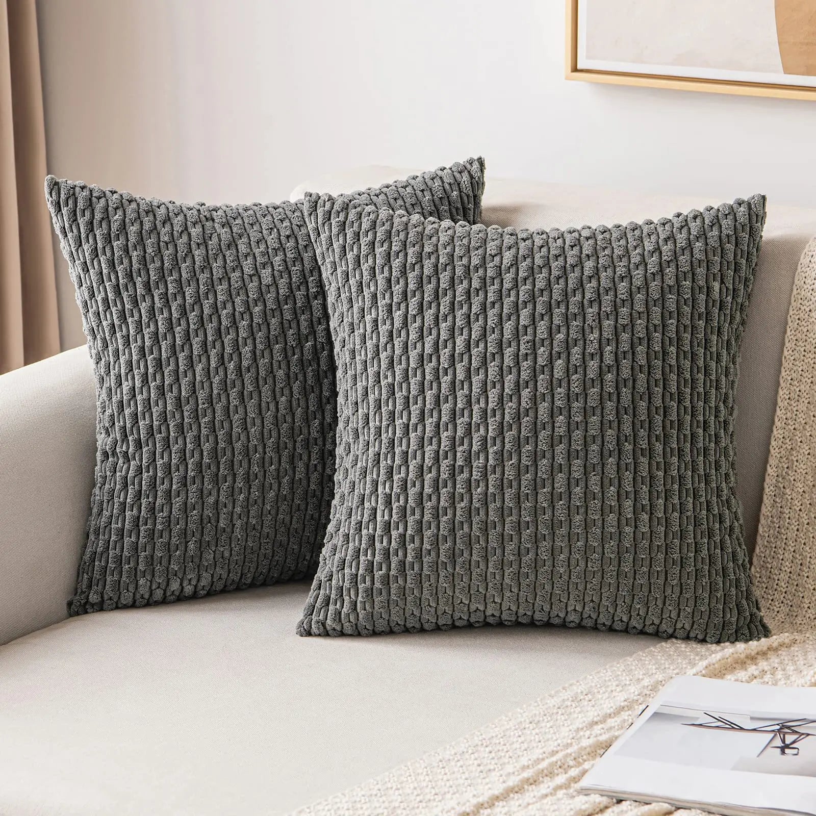 Kit Capa de Almofada Decorativa Série Trançada cinza escuro lar da ana