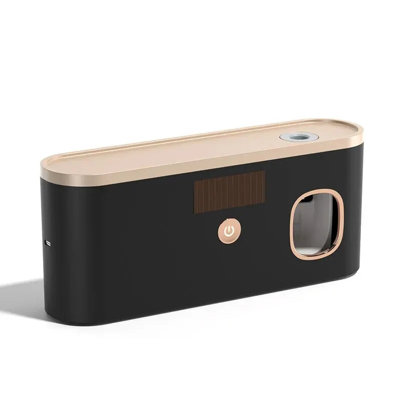 Porta Escova de Dente para Banheiro Suporte de Parede 3 em 1 com Luz UV ouro negro lar da ana