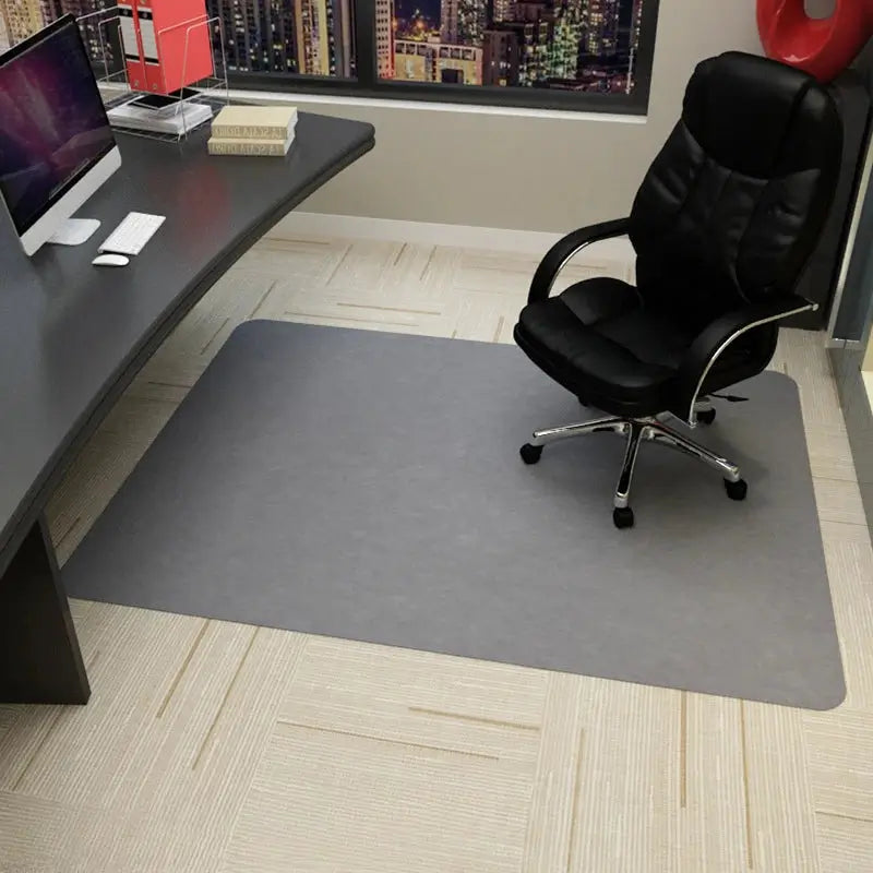 Tapete Protetor de Piso Antiderrapante para Cadeira Giratória de Escritório Rodinha 90x120cm cinza claro lar da ana