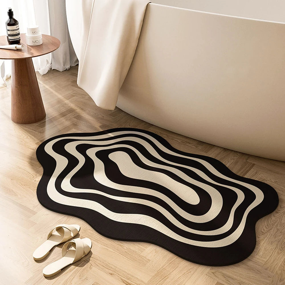 Tapete de Banheiro Moderno - Absorvente, Antiderrapante e Design Orgânico - Lar da Ana