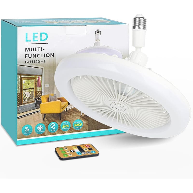 Ventilador de Teto Led com Controle Remoto base E27 com 3 temperaturas Lar da Ana