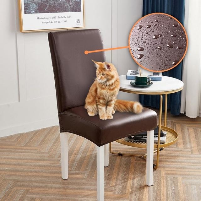 Kit Capas para Cadeira em Couro Impermeável marrom Lar da Ana